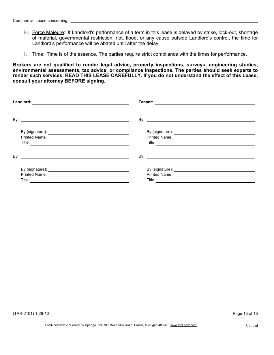 Form TAR-2101 - Fill Out, Sign Online and Download Fillable PDF, Texas ...