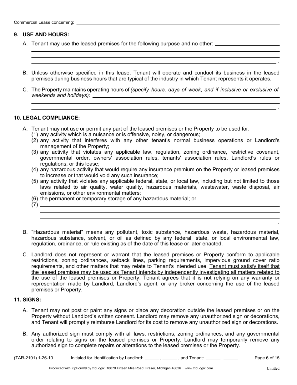 Form TAR-2101 - Fill Out, Sign Online and Download Fillable PDF, Texas ...