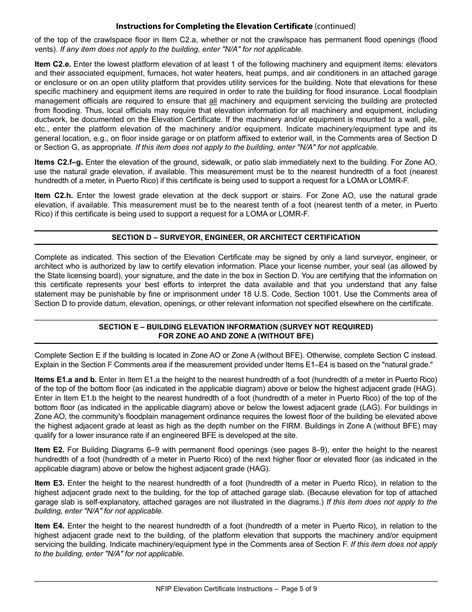 FEMA Form 086-0-33 Elevation Certificate, Page 13