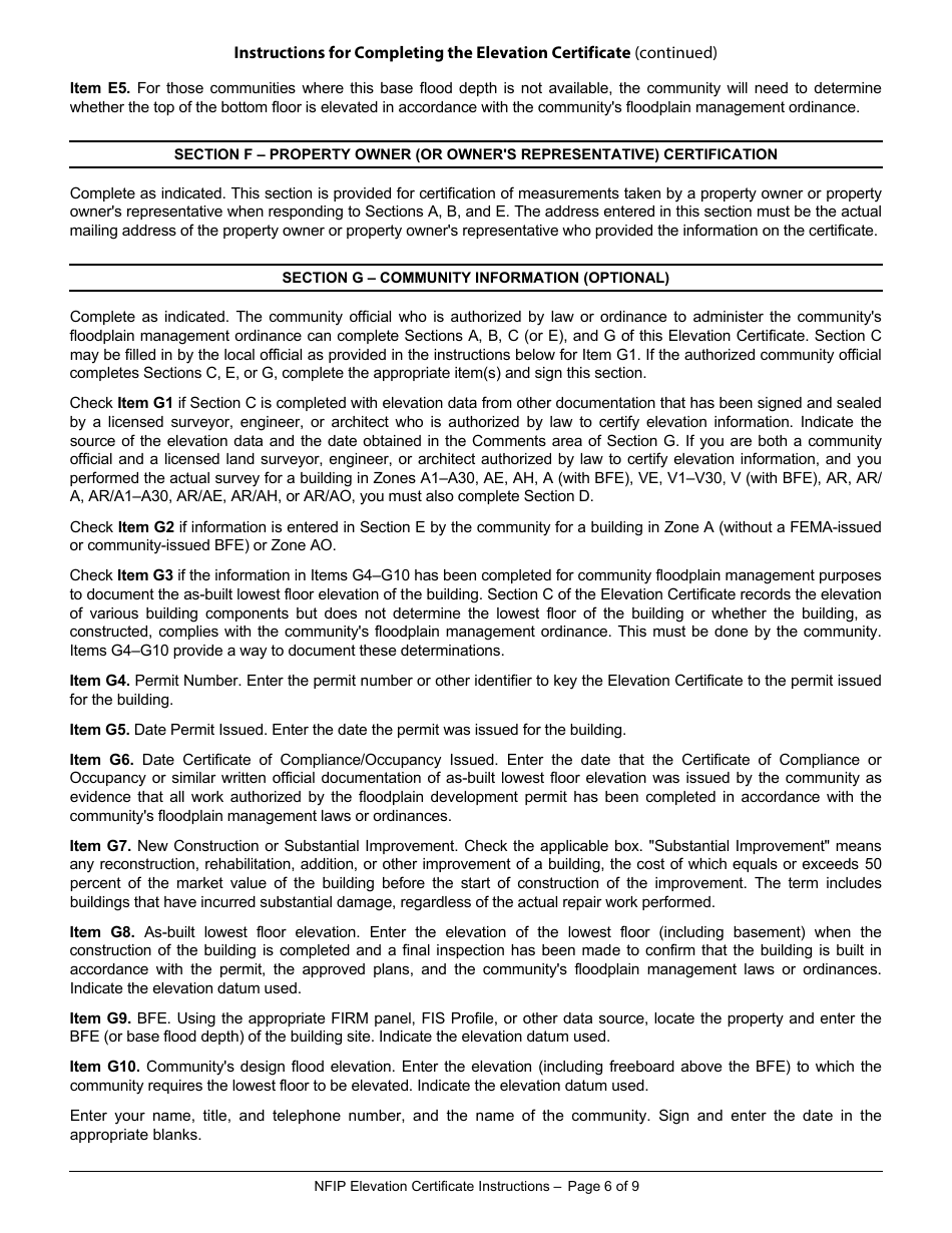 FEMA Form 086-0-33 Elevation Certificate, Page 14