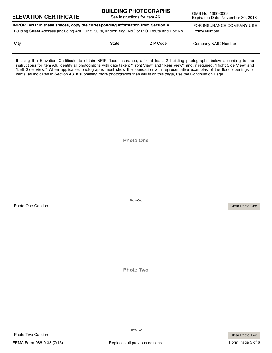 FEMA Form 086-0-33 Elevation Certificate, Page 7
