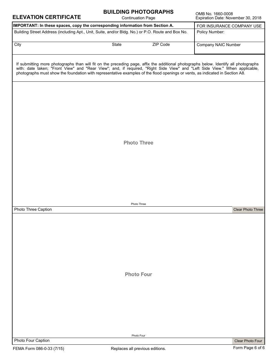 FEMA Form 086-0-33 Elevation Certificate, Page 8