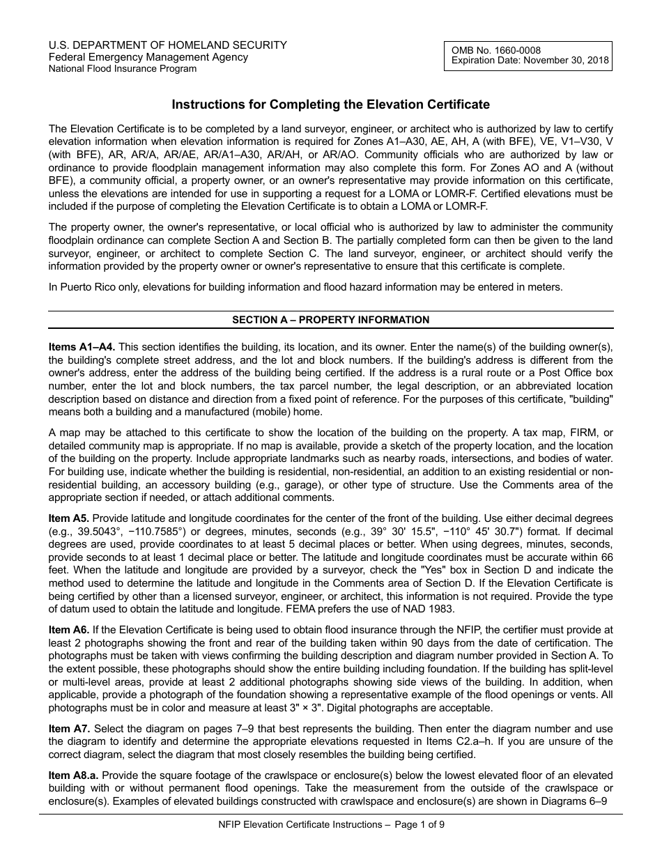 FEMA Form 086-0-33 Elevation Certificate, Page 9