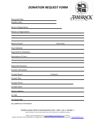 Document preview: Donation Request Form - Tamarack Resort
