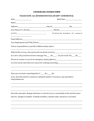 Document preview: Counseling Intake Form
