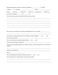 Counseling Intake Form, Page 2
