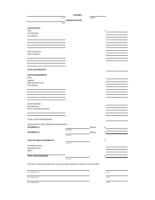 Assembly Financial Report Template
