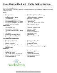 &quot;House Cleaning Checklist Template - Wichita Maid Service Corp.&quot;