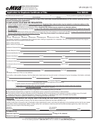 Document preview: Form VR-018 Application for Duplicate Certificate of Title - Maryland
