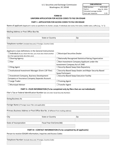 SEC Form 2084 Uniform Application for Access Codes to File on Edgar - Highland Business Services