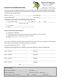 Document preview: Request for Information Form - Town of Naicam, Saskatchewan, Canada