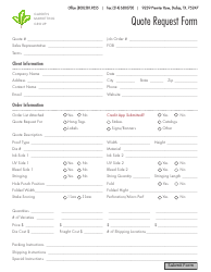 Document preview: Quote Request Form - Garden Marketing Group