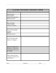 Document preview: Claim/Incident Report Form