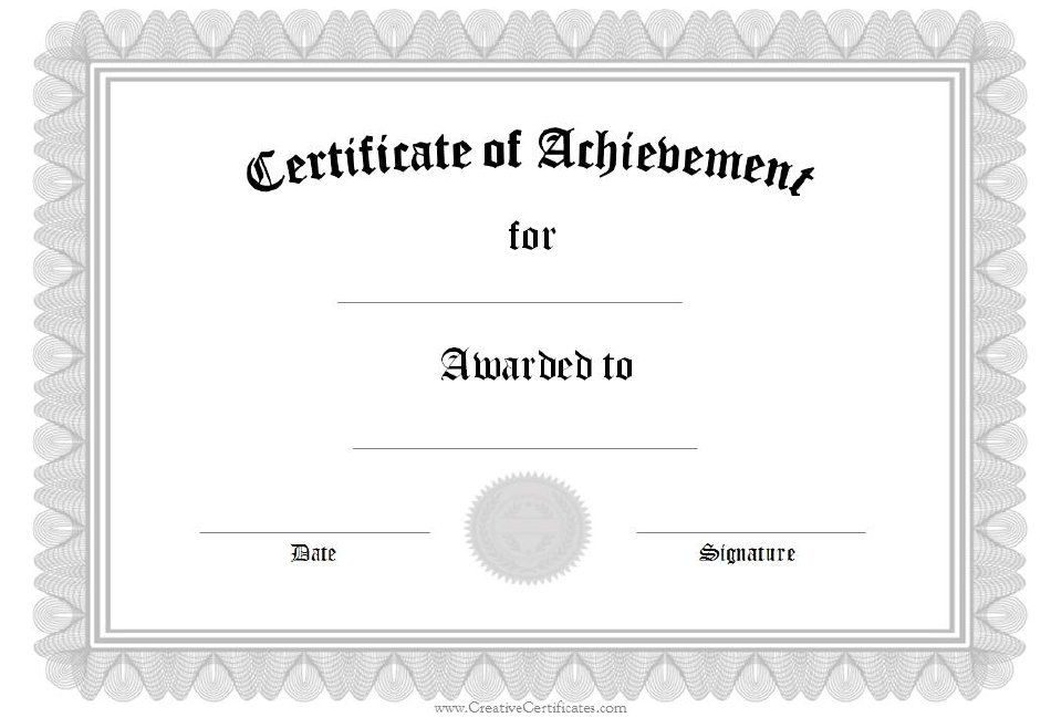 Silver Certificate of Achievement Template Download Fillable PDF ...