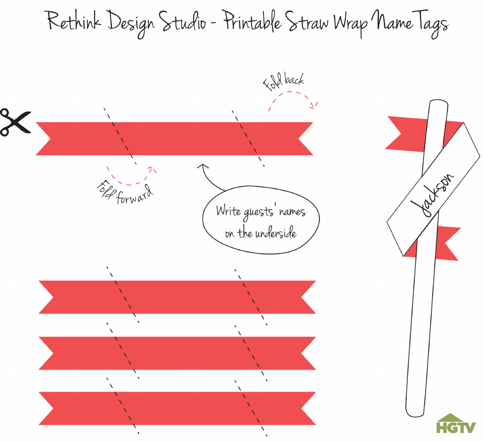 Straw Wrap Name Tag Templates - Free Printable