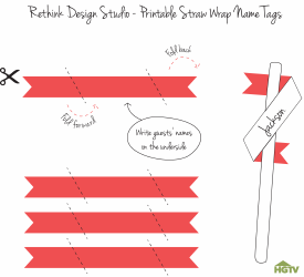 Document preview: Straw Wrap Name Tag Templates - Hgtv - Scissors