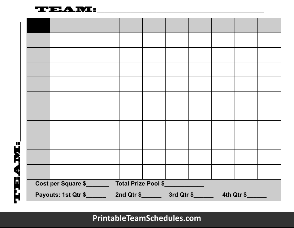 20 Team Schedule Template