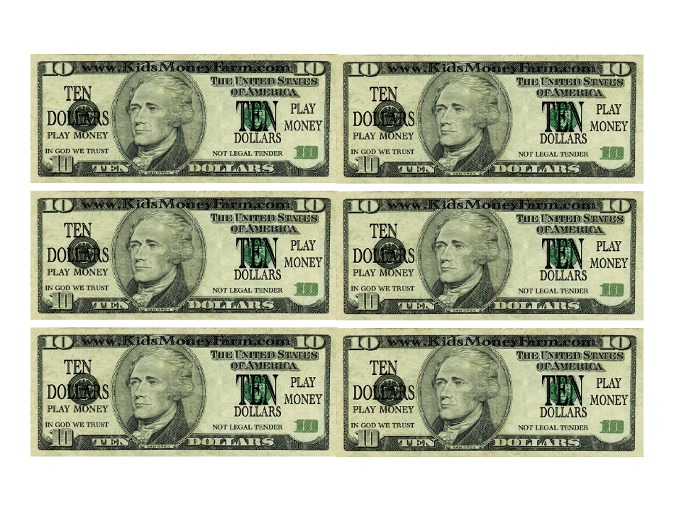 Ten Dollar Bill Printable Printable Word Searches