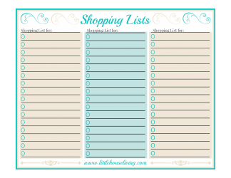 Document preview: Shopping List Templates