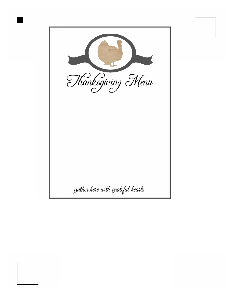 Thanksgiving Menu Template with Turkey