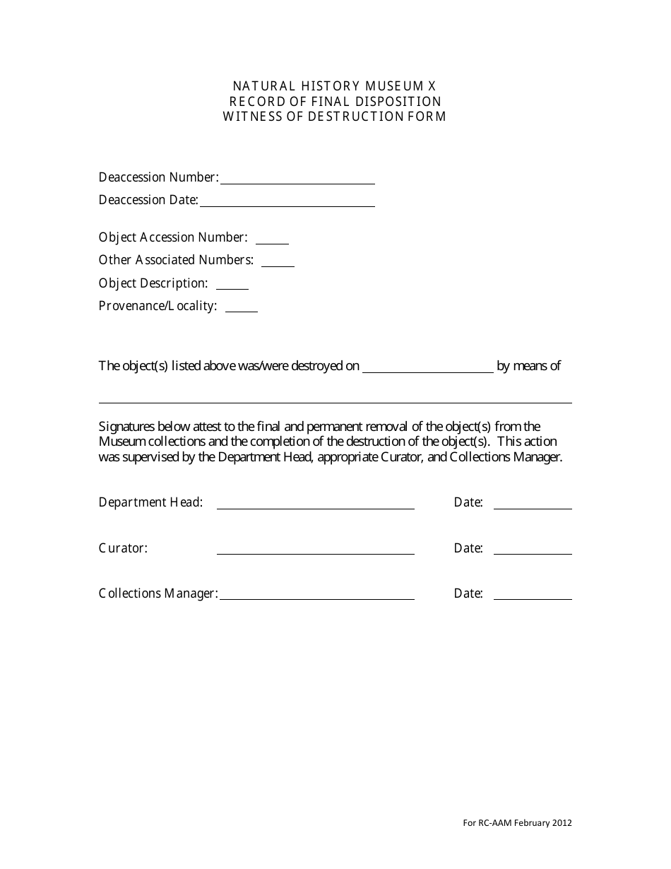 Recommendation for Deaccession - Natural History Museum X, Page 3