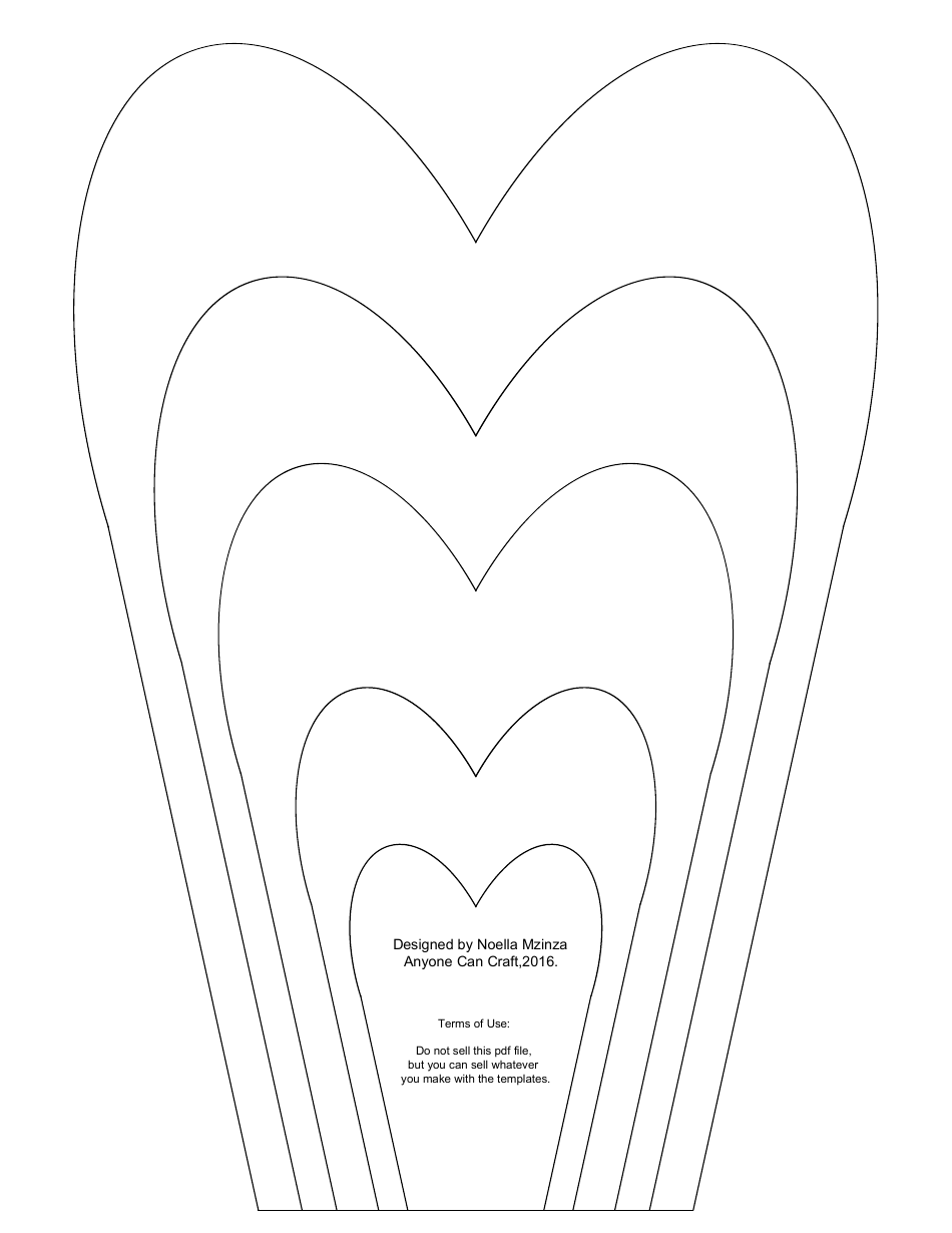 Heart-shaped flower petals template – beautify your creations with this charming design.