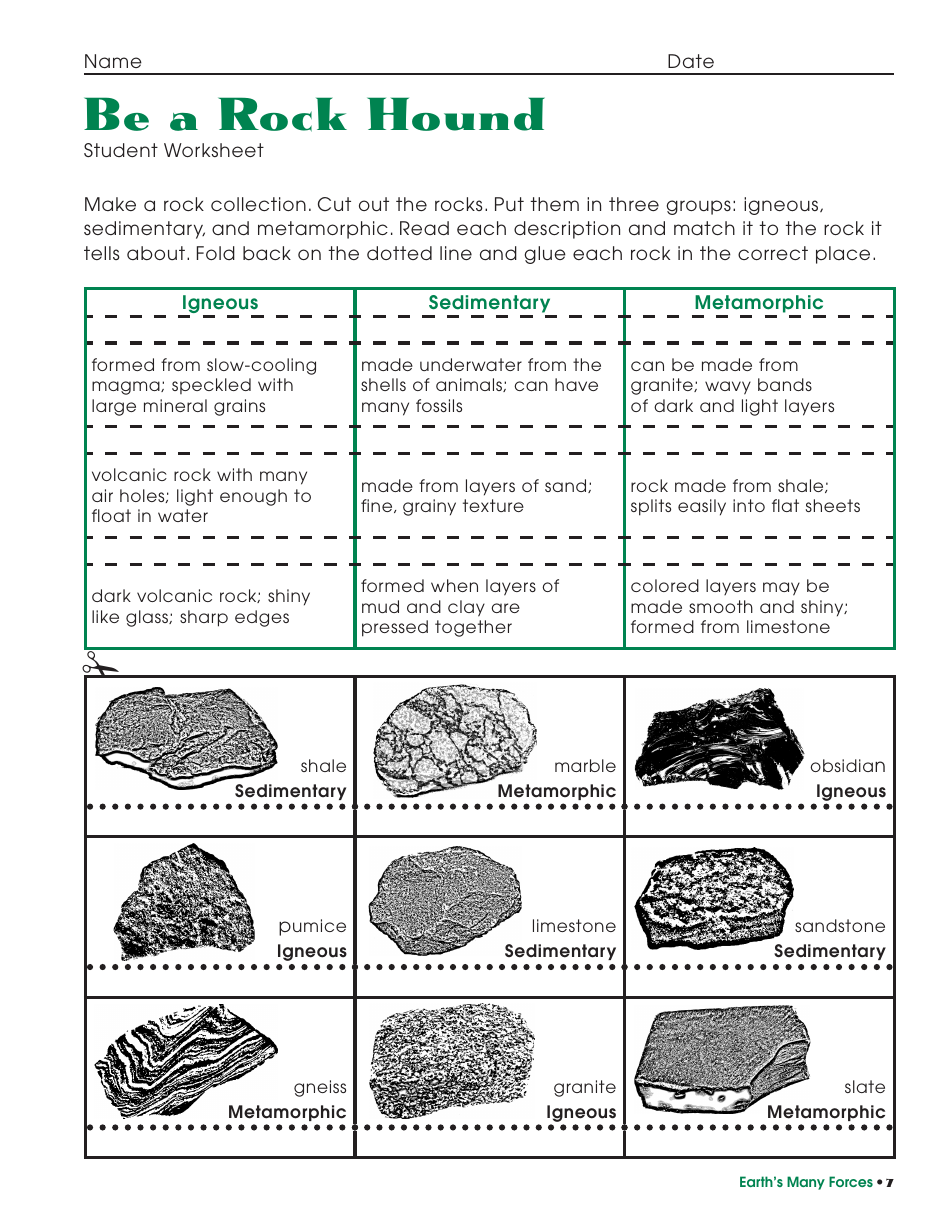 Rock Hound Worksheet With Answer Key - Templateroller