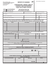 Form DR8177 Report of Changes - Corporation, Limited Liability Company and Partnership Liquor and 3.2 Beer Licenses - Colorado