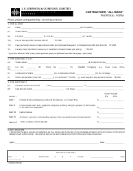 Document preview: Contractors' "all Risks" Proposal Form - J. S. Johnson & Company, Limited