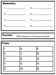 &quot;Weekly Homework Answer Sheet Template&quot;, Page 2