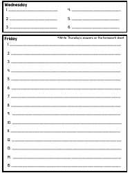 Level 3 Weekly Homework Answer Sheet Template, Page 2