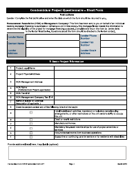 Freddie Mac Form 477 (Fannie Mae Form 1077) &quot;Condominium Project Questionnaire - Short Form&quot;