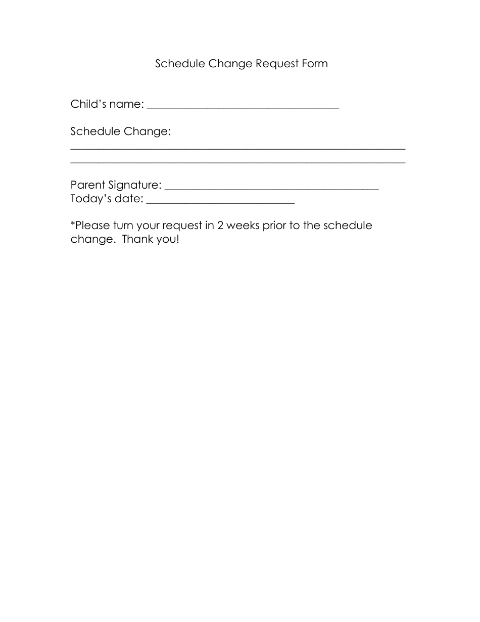 Schedule Change Request Form - White, Page 1