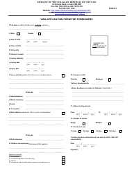 Document preview: Form F Vietnamese Visa Application Form for Foreigners - Embassy of the Socialist Republic of Vietnam - Greater London, United Kingdom