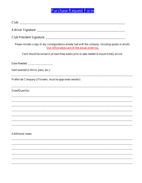 Purchase Request Form Download Pdf