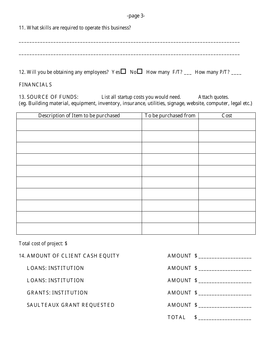 Business Proposal Application Template - Saulteaux Enterprises - Canada, Page 3