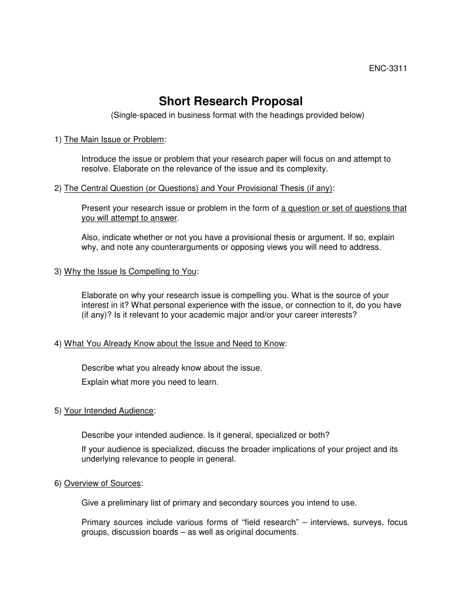 Short Research Proposal Template, Page 1