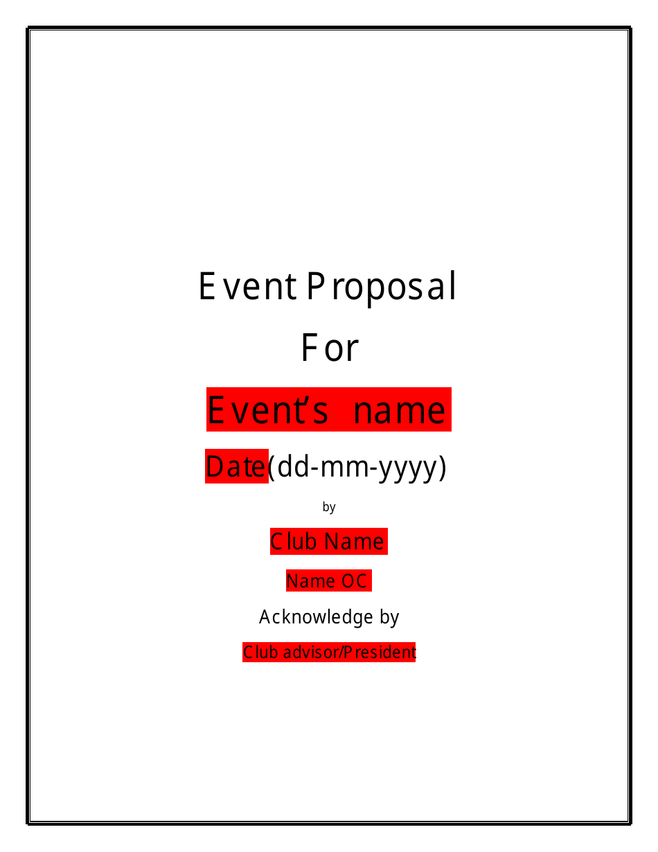 Event Proposal Template, Page 1