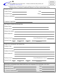 &quot;Administrative Computer Hardware/Software Purchase Authorization Form - Information Technology&quot;