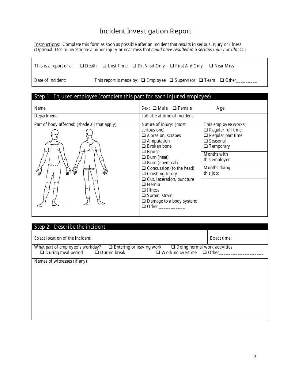 Osha Employee's Report of Injury Form - Fill Out, Sign Online and ...