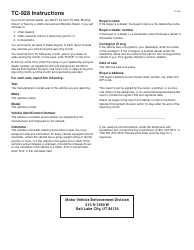 Form TC-928 Monthly Report of Sale by a Utah Licensed and Bonded Dealer - Utah, Page 2