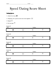 Speed Dating Score Sheet