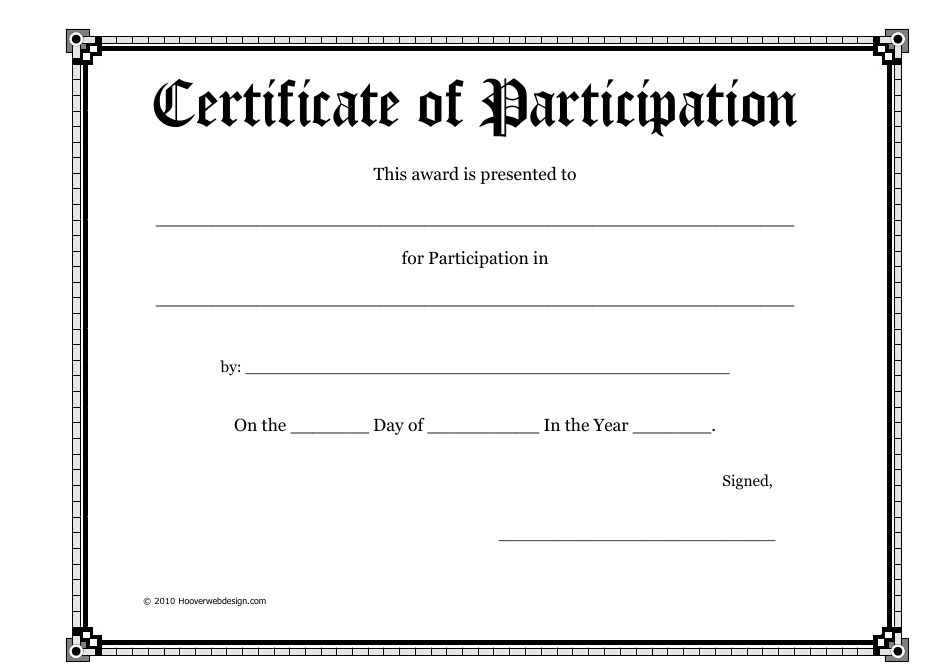 Certificate Of Participation Template Pdf