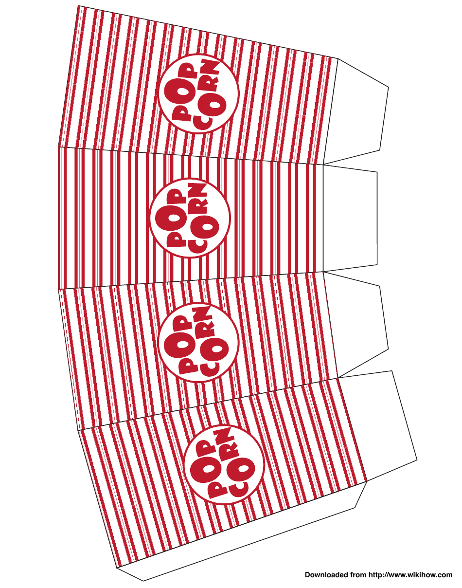 Red Stripes Popcorn Box Template - Printable Picnic Style Popcorn Holder Design