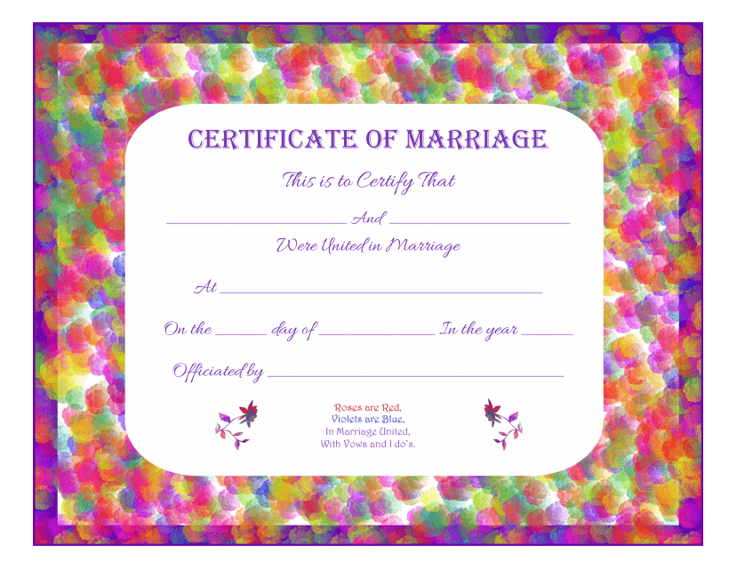 Certificate of Marriage Template - Varicolored