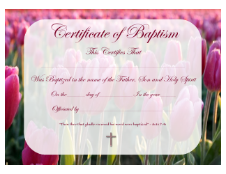 Document preview: Certificate of Baptism Template - Flowers