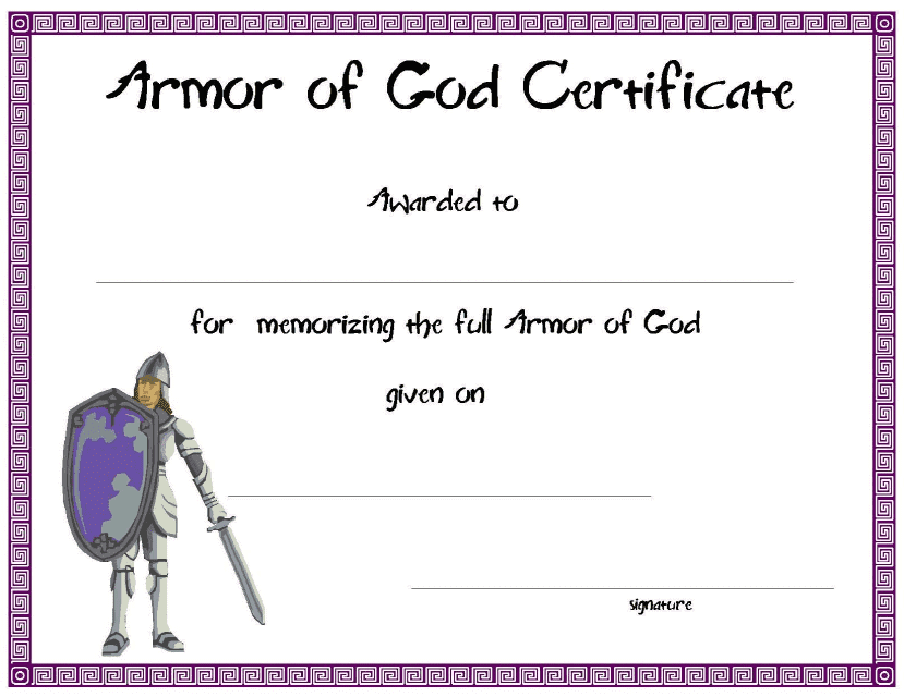 Armor of God Certificate Template