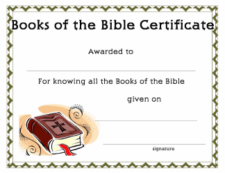 Document preview: Books of the Bible Certificate Template