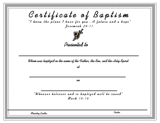 &quot;Certificate of Baptism Template - B/W Border&quot;