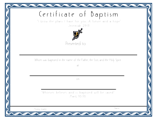 &quot;Certificate of Baptism Template - Wave Blue Border&quot;
